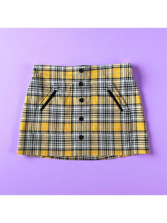 Veronica Beard Dresses & Skirts - VERONICA BEARD Yellow Black Plaid Button Skirt Size 12